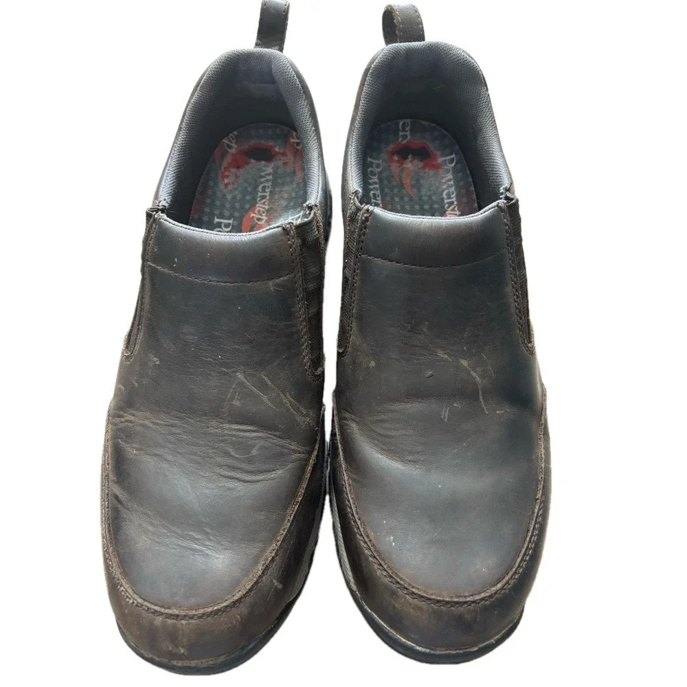 Duluth Trading Co Brown Loafers Slip-Ons Leather Upper size 12 slip resistant
